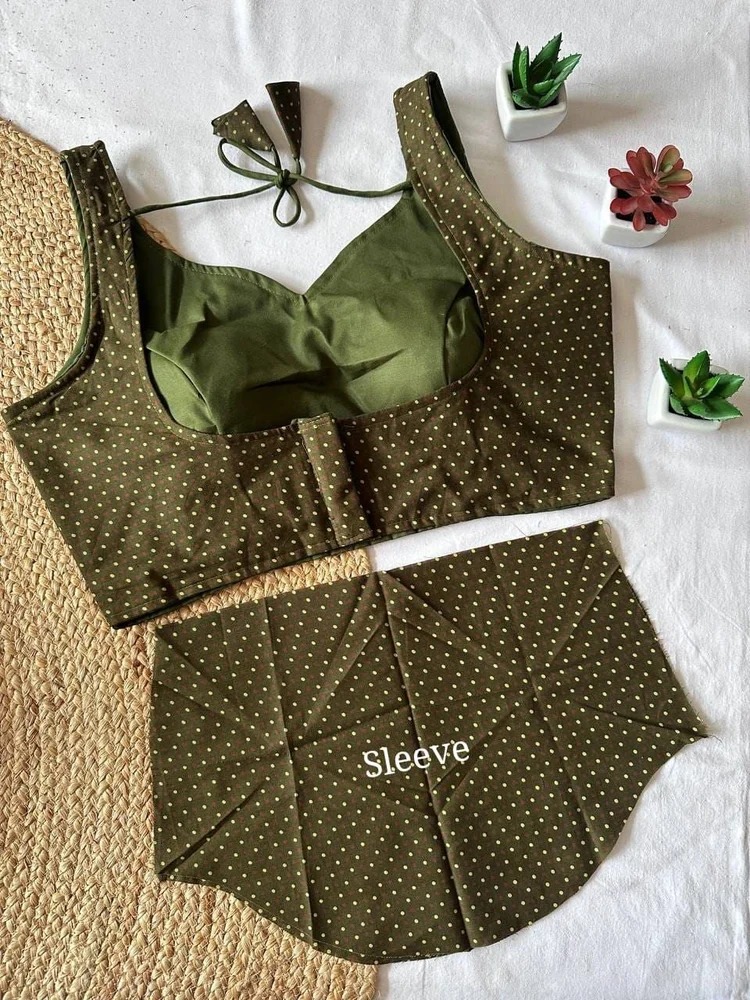 Polka Dot Ajrakh Handblock Cotton Designer Blouse